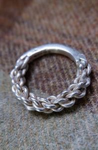 Chunky Sterling Silver Viking Twist Ring - UK Size X