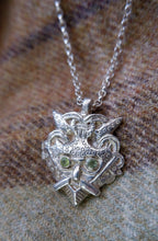 Load image into Gallery viewer, Handmade Gnezdovo Loki/Odin Mask Pendant with peridot