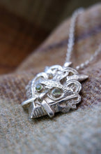 Load image into Gallery viewer, Handmade Gnezdovo Loki/Odin Mask Pendant with peridot