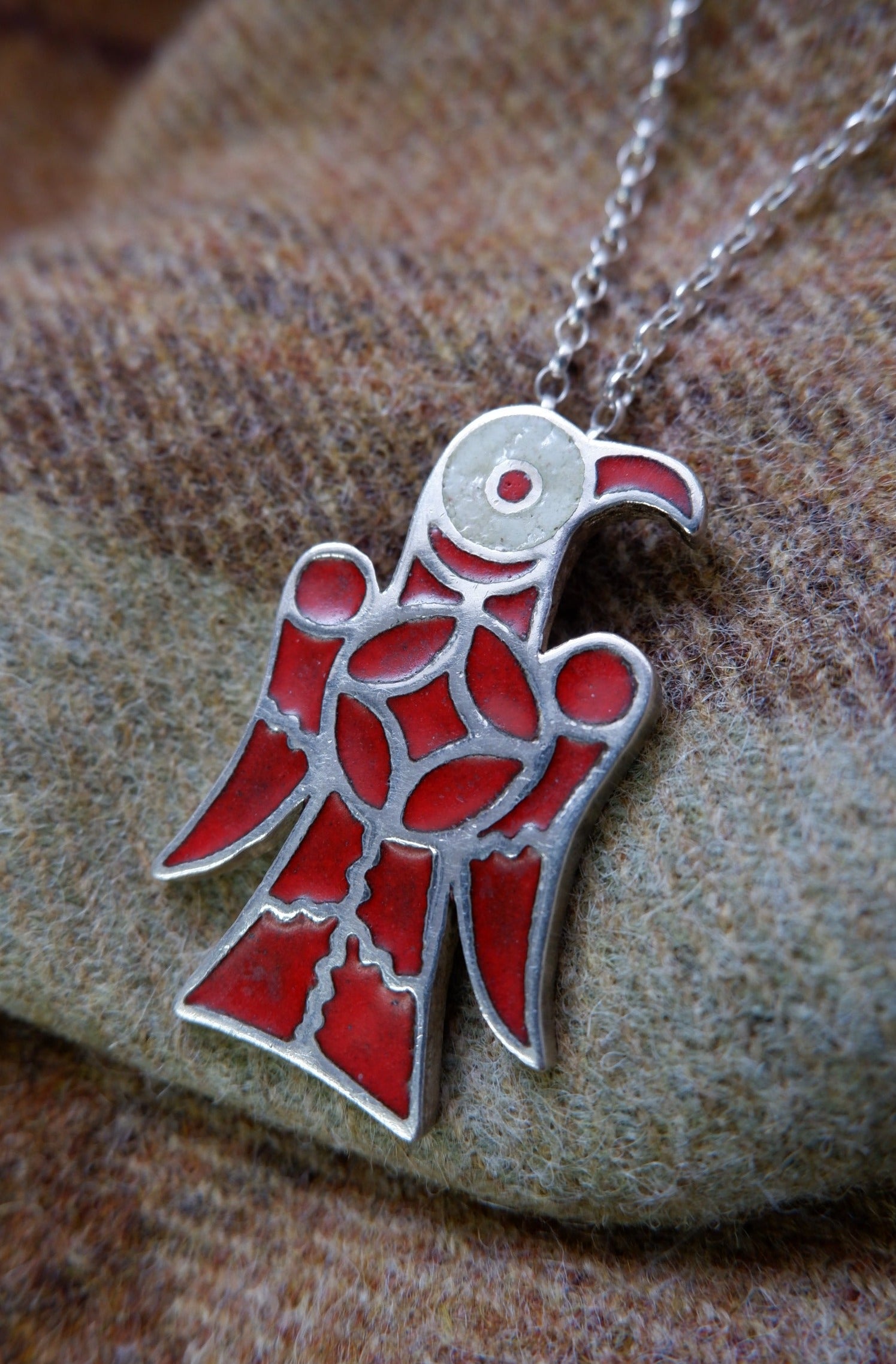 800 Silver Merovingian Eagle/Raven Pendant