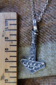 Large Silver Mjolnir with Stamp Details