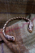 Load image into Gallery viewer, Gotland Wolf or Dragon Headed Braided Bracelet in Bronze