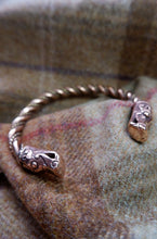 Load image into Gallery viewer, Gotland Wolf or Dragon Headed Braided Bracelet in Bronze