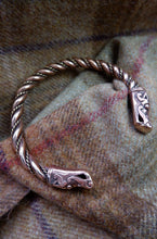 Load image into Gallery viewer, Gotland Wolf or Dragon Headed Braided Bracelet in Bronze