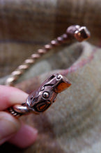 Load image into Gallery viewer, Gotland Wolf or Dragon Headed Braided Bracelet in Bronze