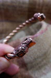 Gotland Wolf or Dragon Headed Braided Bracelet in Bronze