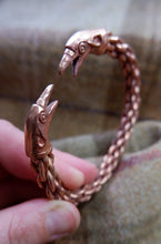 Load image into Gallery viewer, Raven Headed Braided Bracelet in Bronze