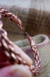 Raven Headed Braided Bracelet in Bronze