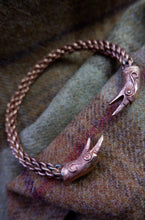 Load image into Gallery viewer, Raven Headed Braided Bracelet in Bronze