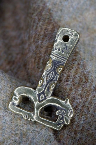 Pictish strap end or hanger based on find from Dundurn Hillfort.