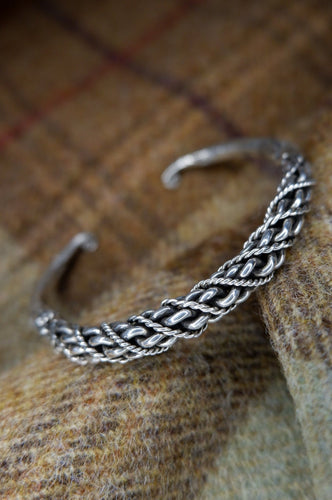 Viking Arm Ring with Intricate Twisted Wire Details in Sterling Silver