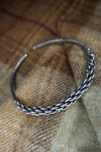 Viking Arm Ring with Twisted Wire Details in Sterling Silver