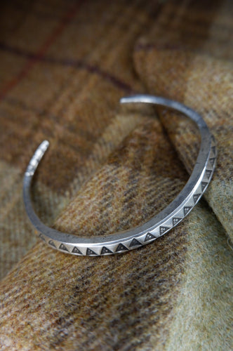 Sterling Silver Viking Arm Ring with Stamp Details