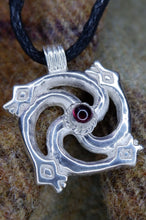 Load image into Gallery viewer, Baltic Sunwheel Pendant with garnet