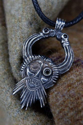 One of a Kind Woden Head Pendant in Sterling Silver with Gemstones