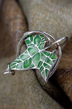 Load image into Gallery viewer, Elven Ivy Leaf Brooch with Green Enamel in Sterling Silver