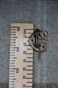 Birsay Pictish Beast Brooch in Gold Plated Bronze with Red Garnets