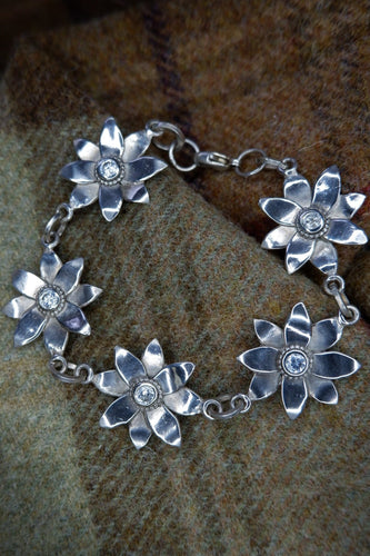 Elven Flower Bracelet in Sterling Silver with Cubic Zirconia