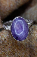 Load image into Gallery viewer, Sterling Silver Ring with Large Amethyst - UK Size X/Y