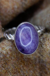 Sterling Silver Ring with Large Amethyst - UK Size X/Y