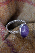 Load image into Gallery viewer, Sterling Silver Ring with Large Amethyst - UK Size X/Y