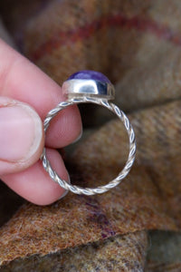 Sterling Silver Ring with Large Amethyst - UK Size X/Y