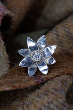 Load image into Gallery viewer, Sterling Silver Elven Flower Ring with Cubic Zirconia UK Size M. Jubilee Hallmark