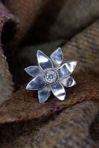 Sterling Silver Elven Flower Ring with Cubic Zirconia UK Size M. Jubilee Hallmark