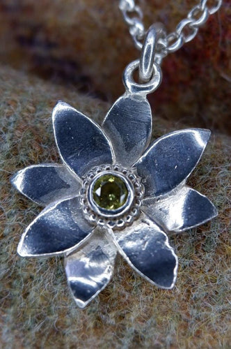 Elven Flower Pendant in Sterling Silver with Citrine