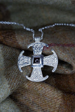 Load image into Gallery viewer, Canterbury Cross Pendant in Silver and Garnet