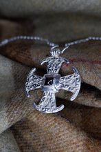 Load image into Gallery viewer, Canterbury Cross Pendant in Silver and Garnet