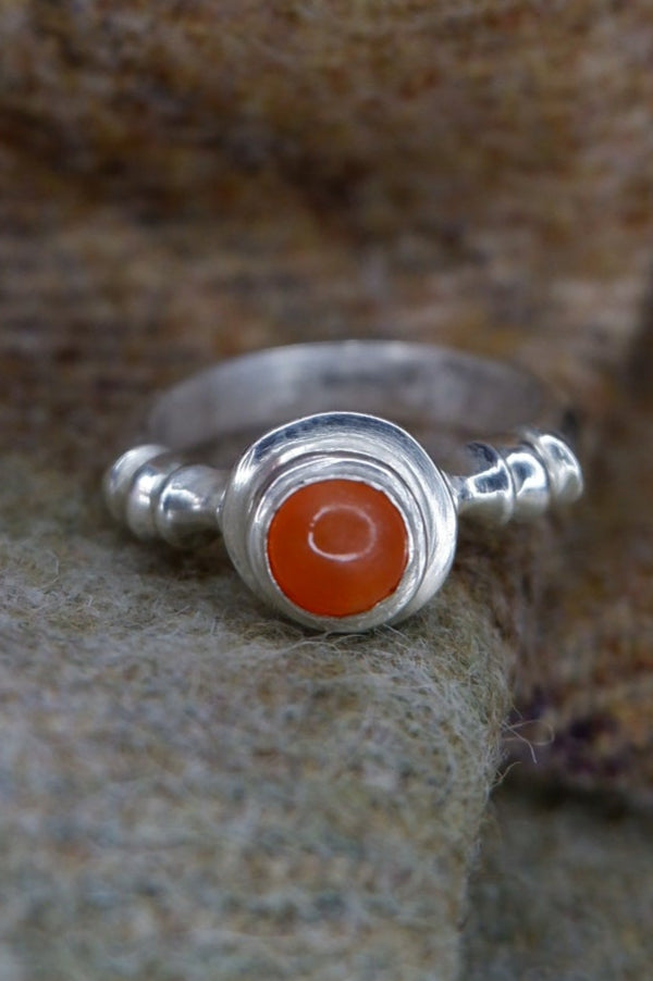 Roman Ring From Culbin Sands, Moray in Sterling Silver set with a Carnelian Stone