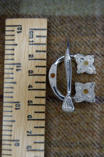 Load image into Gallery viewer, Loch Glashan Penannular Brooch in Sterling Silver or Bronze and Amber