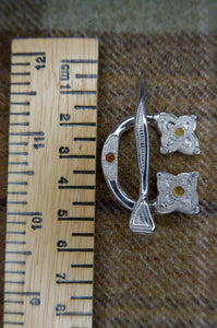 Loch Glashan Penannular Brooch in Sterling Silver or Bronze and Amber