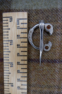 Clough Brooch in Sterling Silver or Bronze and Amber