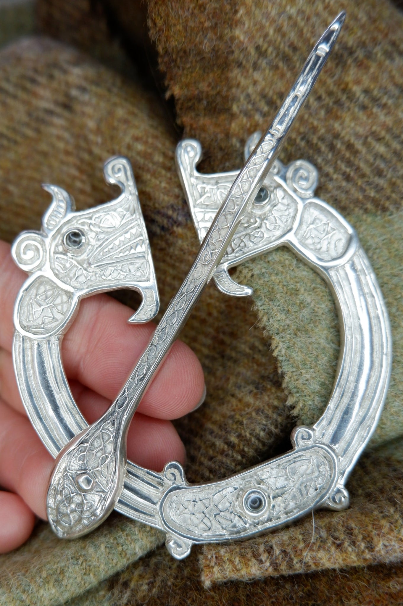 Large Pictish Penannular Brooch St Ninians Isle Dragon In Silver Or Large Pictish Penannular Brooch St Ninians Isle Dragon In Silver Or