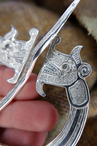 Large Pictish Penannular Brooch - St Ninians Isle Dragon in Silver or Bronze