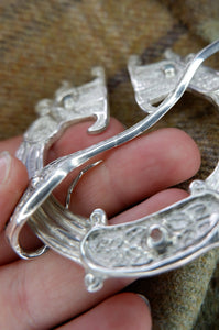 Large Pictish Penannular Brooch - St Ninians Isle Dragon in Silver or Bronze