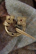 Load image into Gallery viewer, Loch Glashan Penannular Brooch in Sterling Silver or Bronze and Amber