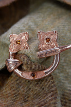 Load image into Gallery viewer, Loch Glashan Penannular Brooch in Sterling Silver or Bronze and Amber