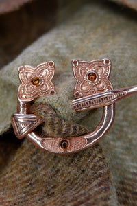 Loch Glashan Penannular Brooch in Sterling Silver or Bronze and Amber