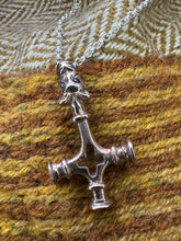 Load image into Gallery viewer, Unique Foss Wolf Cross in Bronze with Gemstone Eyes