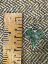 Load image into Gallery viewer, Ivy Leaf Earrings with Enamel - Silver