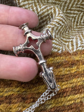 Load image into Gallery viewer, Unique Foss Wolf Cross in Bronze with Gemstone Eyes