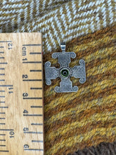 Load image into Gallery viewer, "Saint Drostan's" Pictish cross pendant in sterling silver and glass