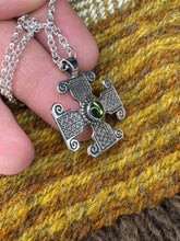 Load image into Gallery viewer, "Saint Drostan's" Pictish cross pendant in sterling silver and glass