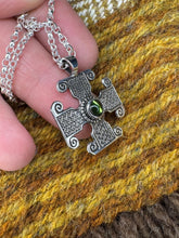 Load image into Gallery viewer, "Saint Drostan's" Pictish cross pendant in sterling silver and glass