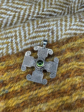 Load image into Gallery viewer, "Saint Drostan's" Pictish cross pendant in sterling silver and glass