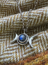 Load image into Gallery viewer, Triple Moon Goddess Pendant with Labradorite