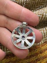 Load image into Gallery viewer, Taranis Wheel Pendant in Silver and Amethyst
